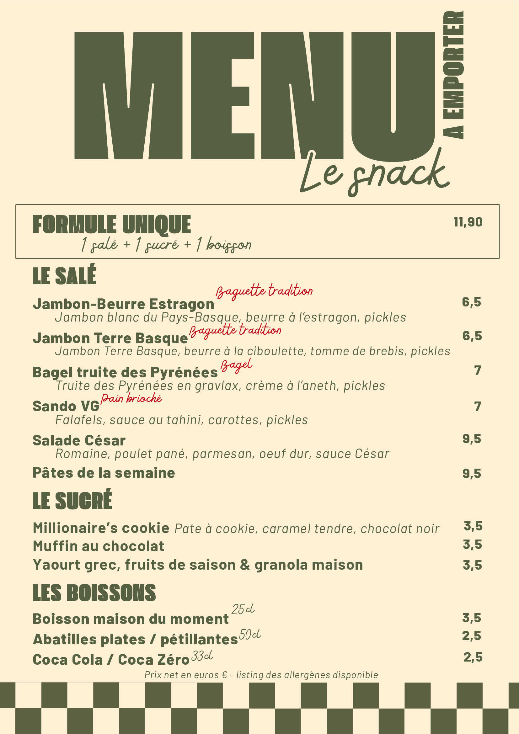 le descriptif de la carte du snacking de pixel